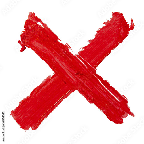 X mark painted from red lipstick photo