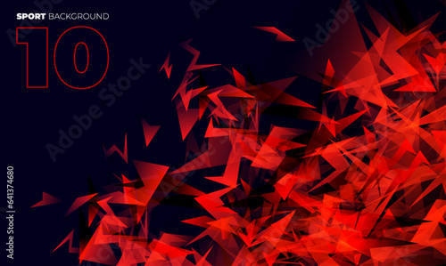 Red and black sport background with sharp triangles. Shards shape composition. Music, sport, gaming , website, dynamic background. Chaotic disorder.