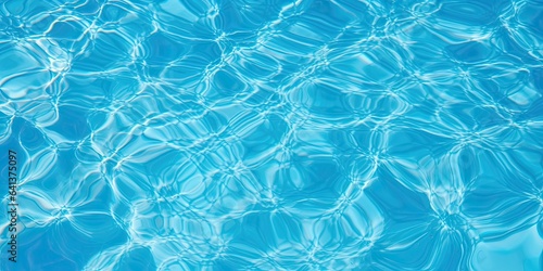 Refreshing waves. Tranquil blue summer pool. Aquatic serenity. Clear surface. Sunlit oasis. Bright reflections water