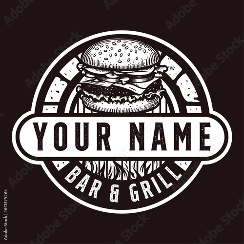 burger logo, bar and grill, restaurant emblem-style logo