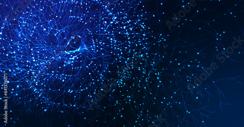 Neural net structure. Neuron network. Digital artificial organism. Human mind cells data analysis. Big science medical concept.