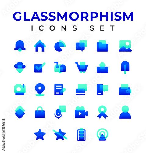 Glassmorphism Icon Set, 2 Color, RGB Color