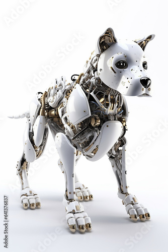 Elegant dog robotic white background