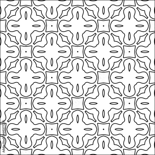 Vector pattern with symmetrical elements . Modern stylish abstract texture. Repeating geometric tiles from striped elements.Black and white pattern. © t2k4
