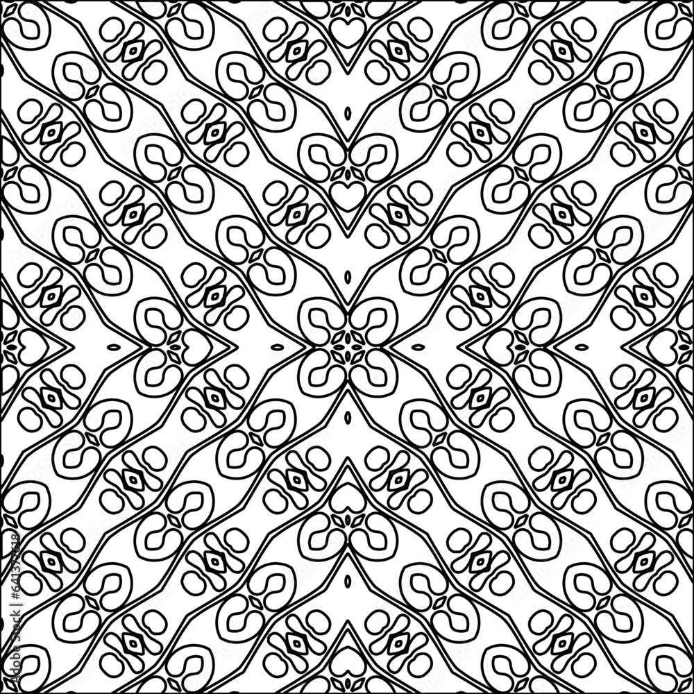 Vector pattern with symmetrical elements . Modern stylish abstract texture. Repeating geometric tiles from striped elements.Black and white pattern. Vector pattern with symmetrical elements . Modern stylish abstract texture. Repeating geometric tiles from striped elements.Black and white pattern.