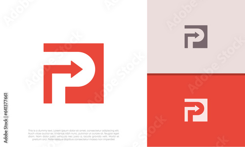 Initials P logo design. Initial Letter Logo. Innovative high tech logo template.