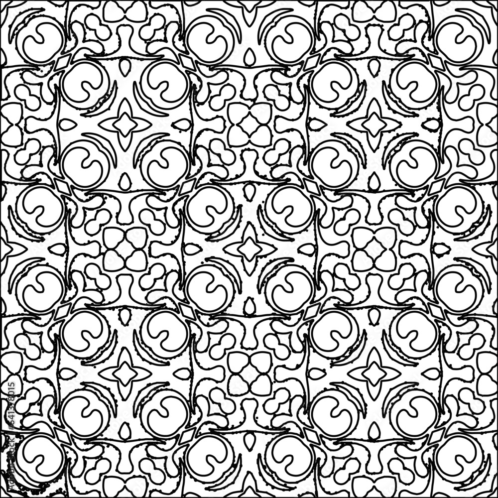 Obraz premium Vector pattern with symmetrical elements . Modern stylish abstract texture. Repeating geometric tiles from striped elements.Black and white pattern.