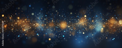 background of abstract glitter lights. gold, blue and black. de focused, Generative AI © MG