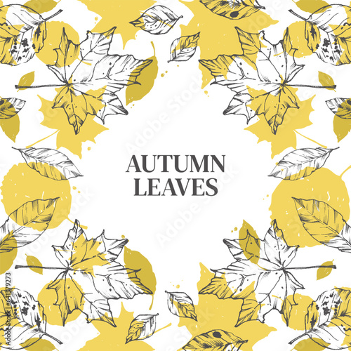 Abstract autumn leaves. Vector illustration of dry, fallen leaves. Minimalism. For the design of postcards, textiles, cards, invitations, posters