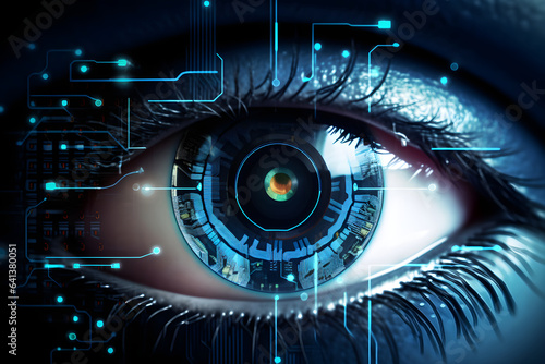 Human eye for biometric scan, secure identity concept. Generative AI