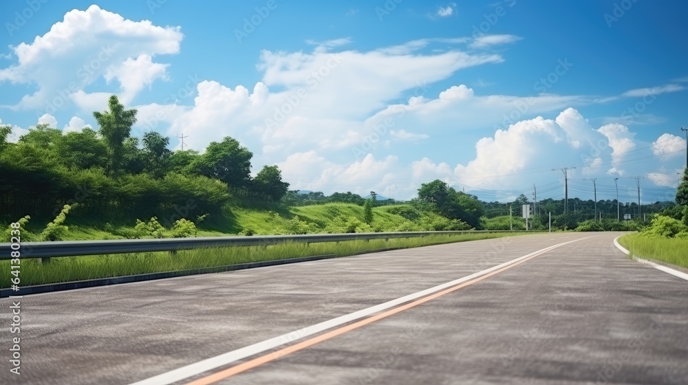 Image of empty asphalt road with beautfiful blue sky