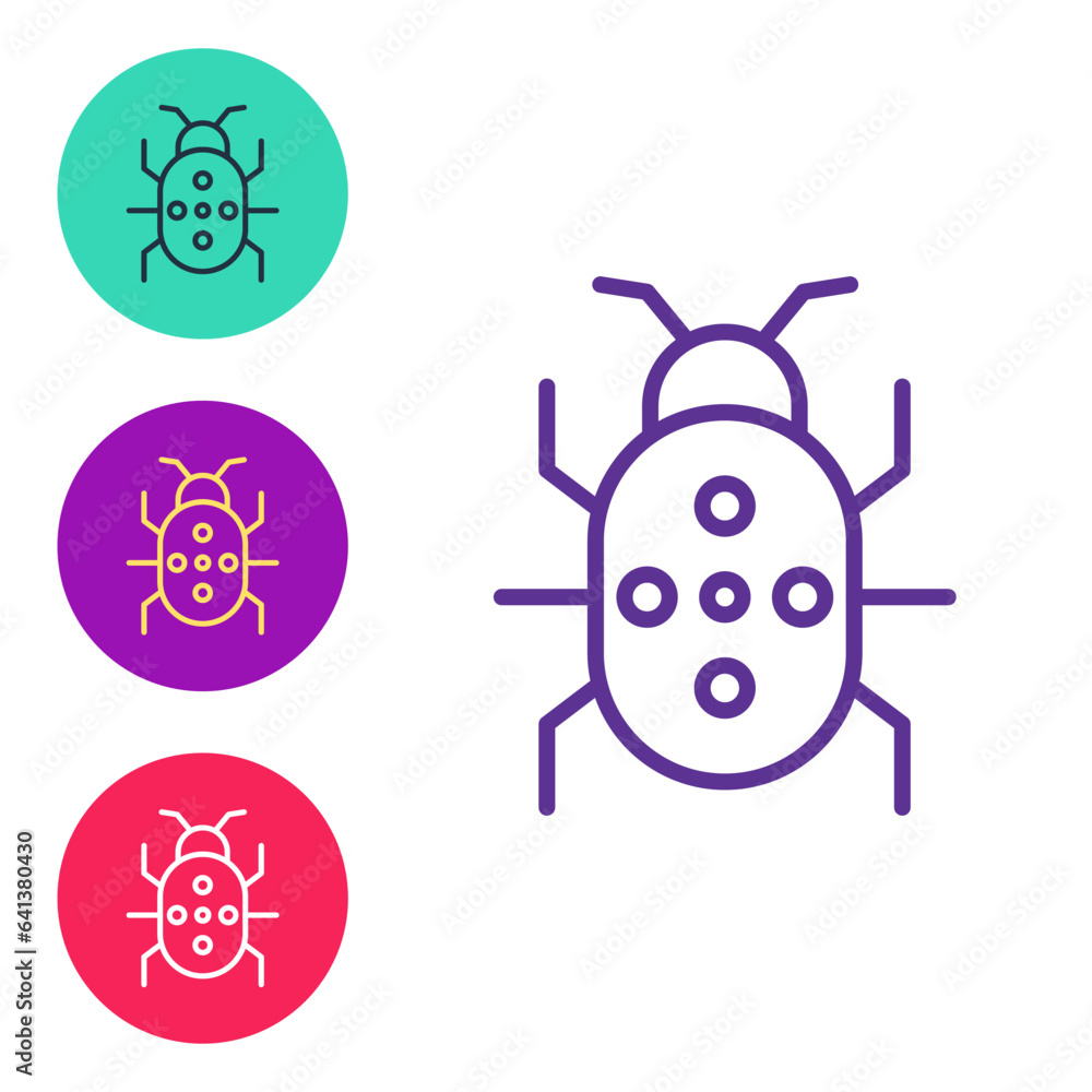 Set line Colorado beetle icon isolated on white background. Set icons colorful. Vector Set line Colorado beetle icon isolated on white background. Set icons colorful. Vector