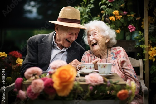 Elderly's Garden Tea Time