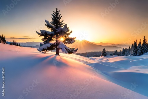 Christmas Fir Tree On Wooden Background With Snowflakes