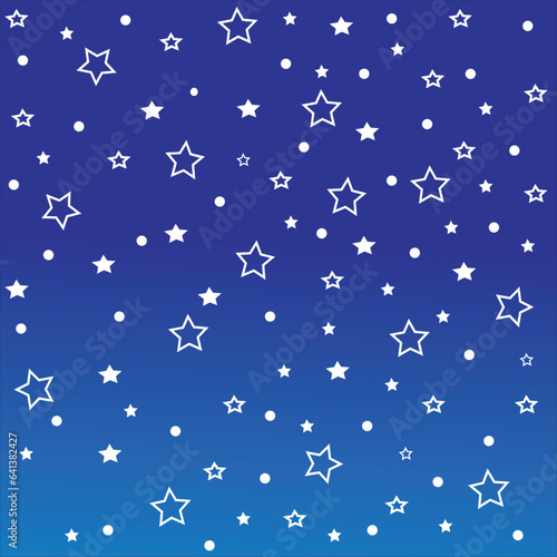 Ivory stars on night blue background. Abstract vector seamless pattern in soft colors. Best for textile, print, wrapping paper, package and home decoration.