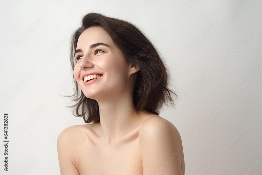 Portrait of a happy, confident, and healthy Caucasian woman with glowing skin and positivity. Generative AI Portrait of a happy, confident, and healthy Caucasian woman with glowing skin and positivity. Generative AI