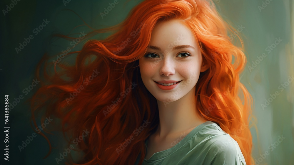 Fototapeta premium a girl with red hair smiling