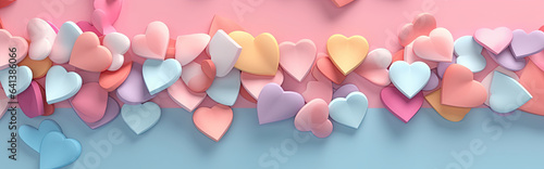 Bright color 3D Valentine Day hearts background photo