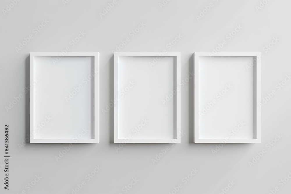 Blank picture frame mockups on a wall Artwork templates in interior design Blank picture frame mockups on a wall Artwork templates in interior design