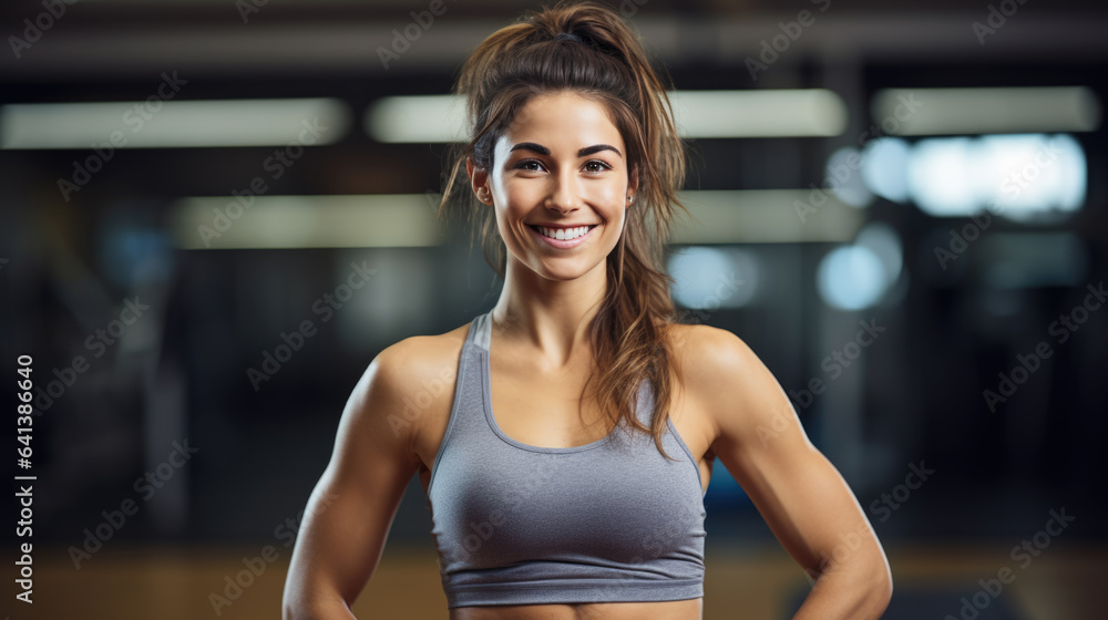 Portrait of a young athletic woman in a gym Portrait of a young athletic woman in a gym