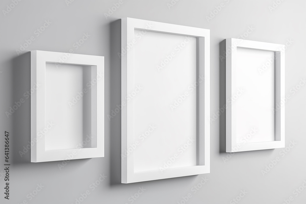 Blank picture frame mockups on a wall Artwork templates in interior design Blank picture frame mockups on a wall Artwork templates in interior design