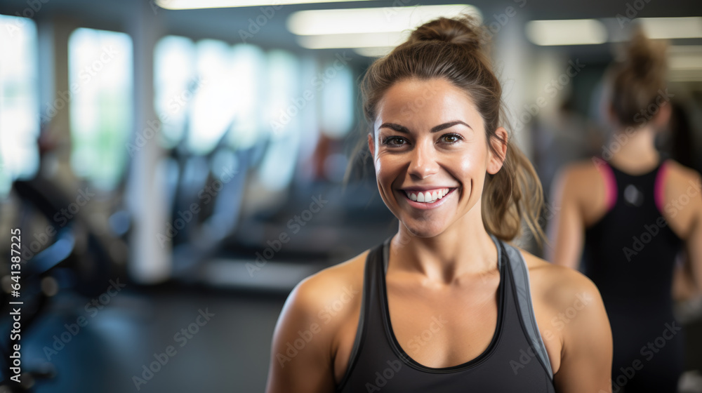 Portrait of a young athletic woman in a gym Portrait of a young athletic woman in a gym