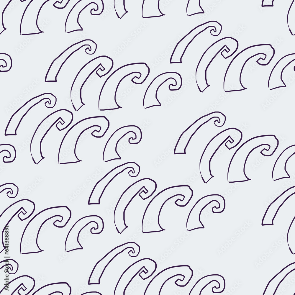 Naklejka premium seamless hand-drawn pattern with waves