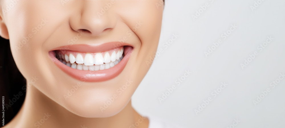 Beautiful female smile with perfectly striking white teeth, Dental care, Dentistry concept Beautiful female smile with perfectly striking white teeth, Dental care, Dentistry concept