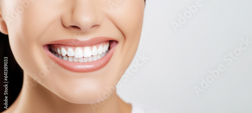 Beautiful female smile with perfectly striking white teeth  Dental care  Dentistry concept