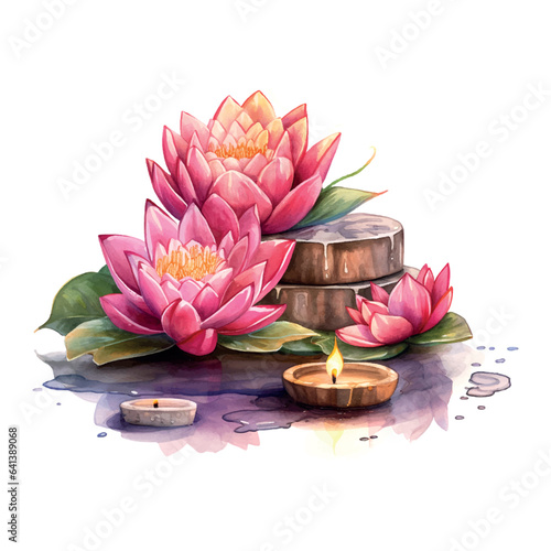 Pink lotus diwali watercolor for banner design.