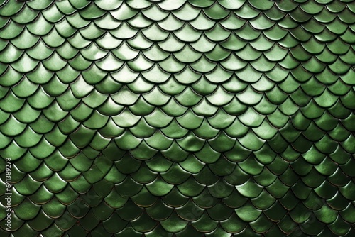 Texture of snake or dragon green metallic scales