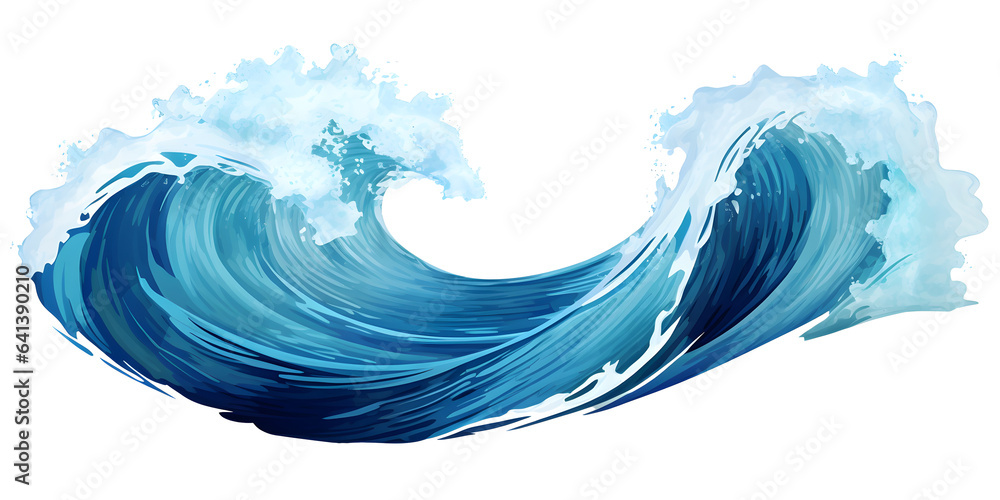 Abstract watercolor ocean water wave isolated with aqua splash. Generative AI - obrazy, fototapety, plakaty 