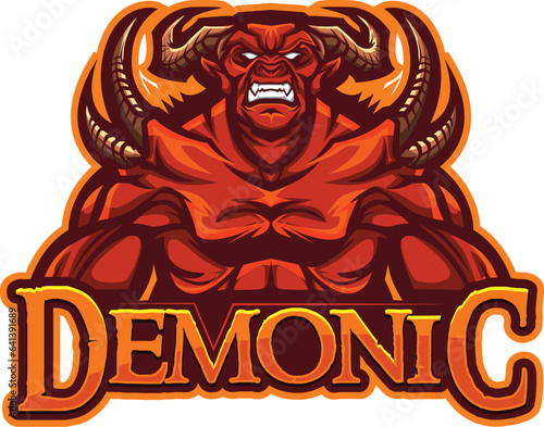 Mascot logo e-sports logo template vector editable design monster devil evil demon