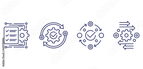 project management, efficiency line icons