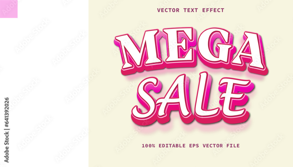 Editable text effect Mega Sale modern lettering typography font style