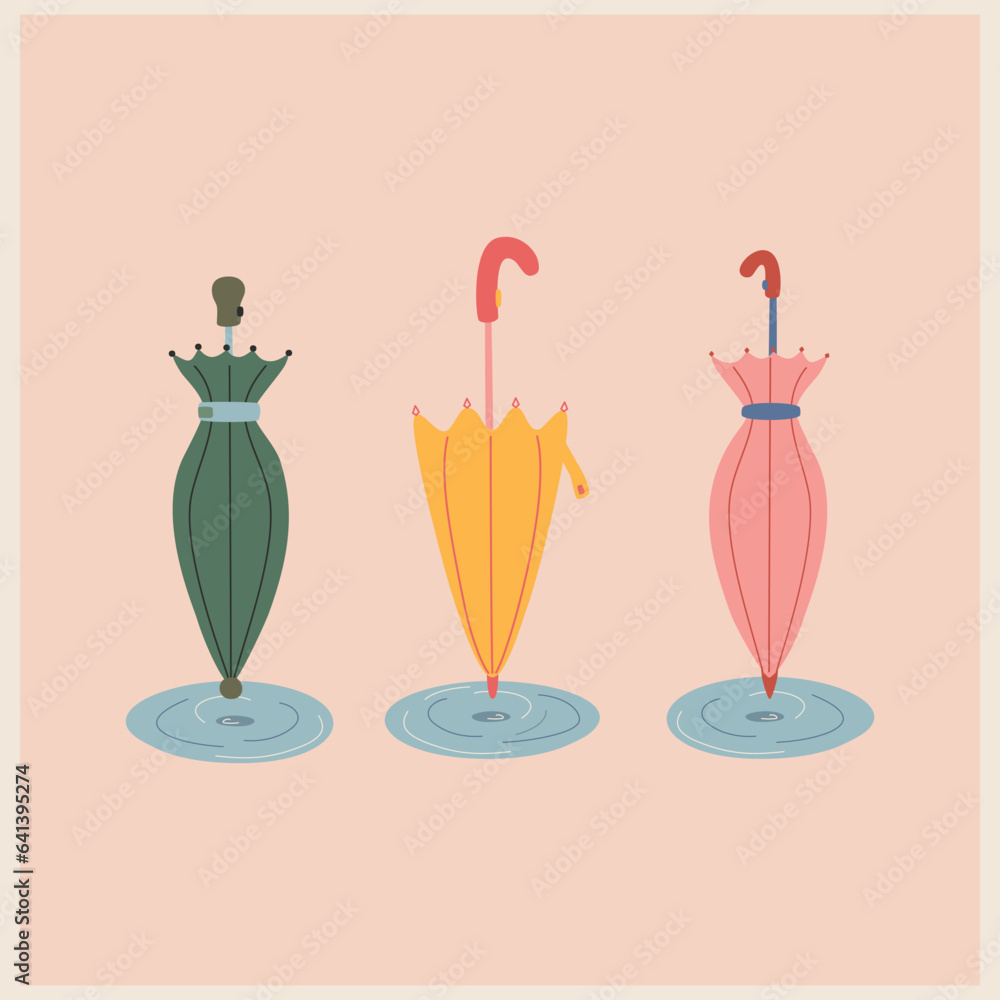 cute colorful umbrellas and puddles cute colorful umbrellas and puddles