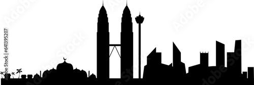 Kuala Lumpur city skyline silhouette, Malaysia Independence day Illustration 