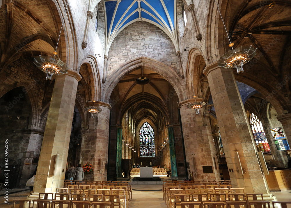 Interior of St Giles' Cathedral in Edinburgh, Scotland