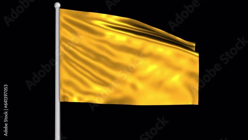 Gold flag on alpha channel background in seamless loop.