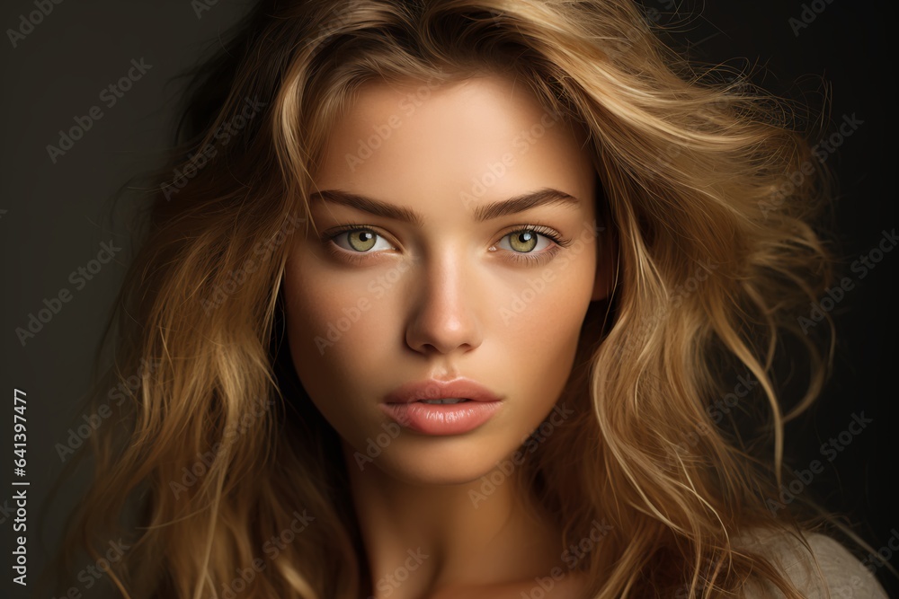 Natural beauty portrait of woman with tousled hair
Natural beauty portrait of woman with tousled hair