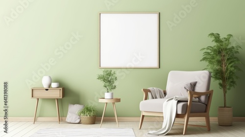 mockup interior living room backdrop template beautiful living room with armchair and black sample design poster frame on the wall room mockup template deisgn ideas © VERTEX SPACE