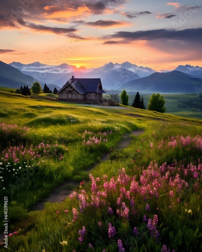 Bergidylle pur: Ein Haus inmitten einer malerischen Landschaft