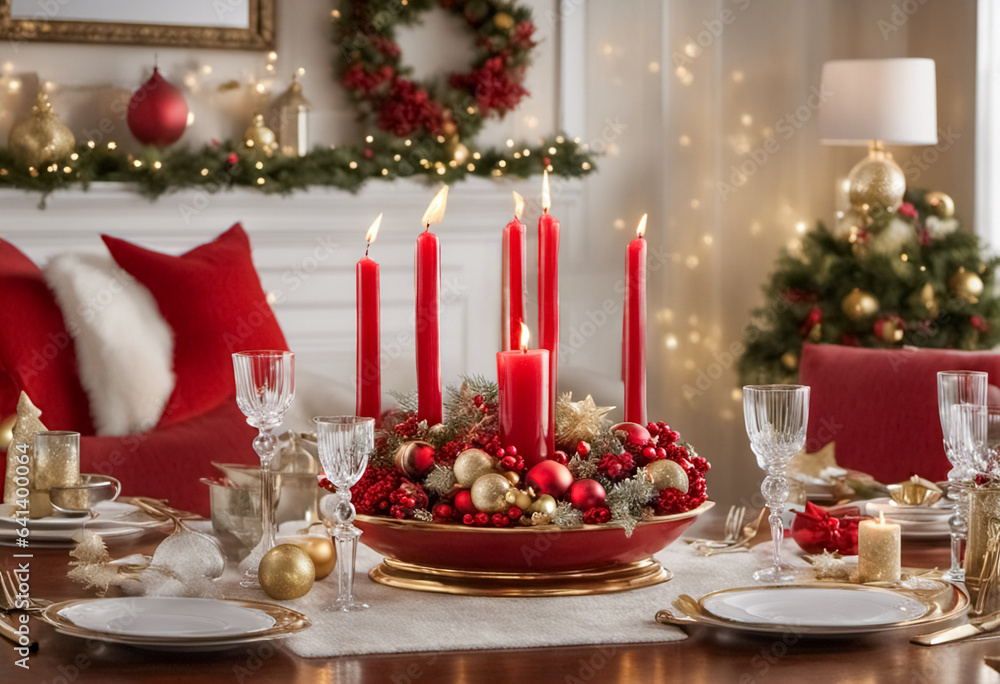 Centrotavola Natalizio con Candele, eleganza e calore, Christmas centerpiece with Candles, elegance and warmth