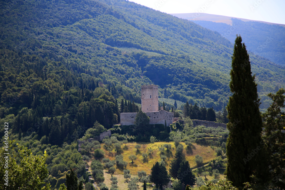 The minor fortress on the hills near Assisi, Italy