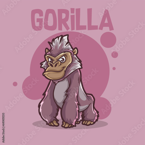 Gorilla cartoon character cute African Gorilla vector mascot
