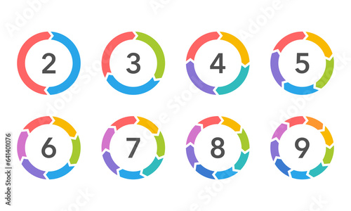 Collection of cycle arrows. Vector illustration.