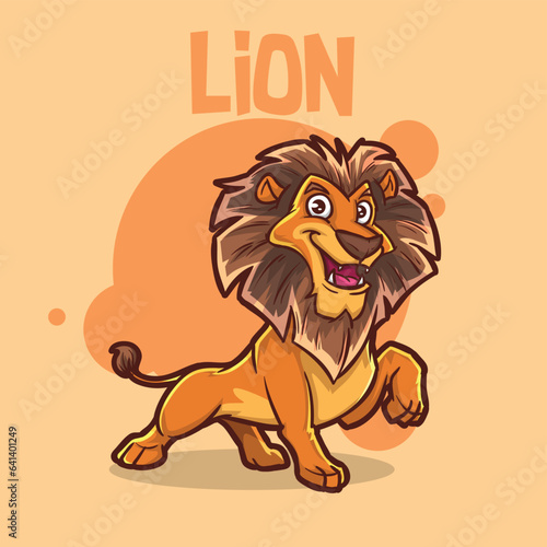 lion cartoon character  cute African lion vector mascot