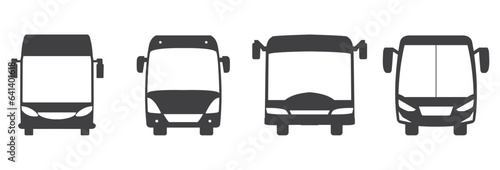 Black Bus flat icon set, Vector city transport icon in flat style., Bus icon vector for web and mobile app. bus sign and symbol. transportation, Public transport icon. Bus isolated on white background