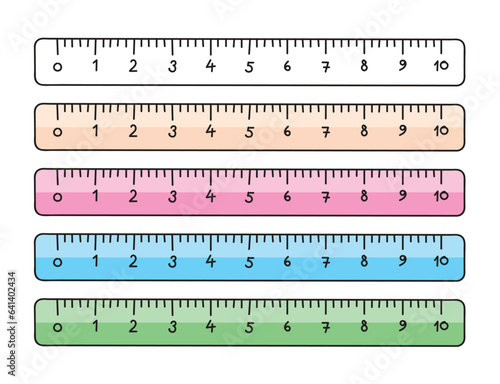 hand drawing 10 centimeter ruler. free drawing ruler. hand drawn colored rulers