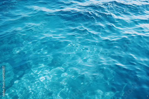 Calm blue ocean water surface waves background cutout Generative AI © Tetiana